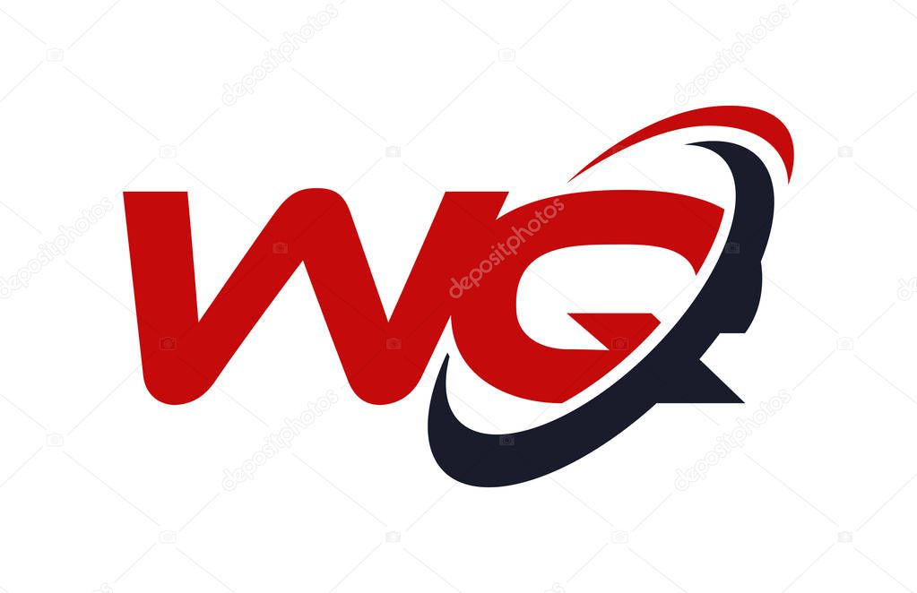 WQ Logo Swoosh Ellipse Red Letter Vector Concept