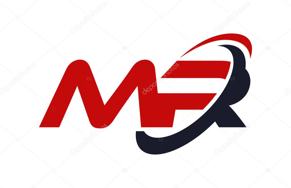 MR Logo Swoosh Ellipse Red Letter Vector Concept