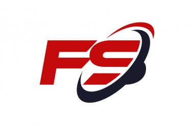 FS Logo Swoosh elips kırmızı mektup vektör kavramı