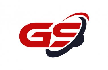 GS logosu Swoosh elips kırmızı mektup vektör kavramı