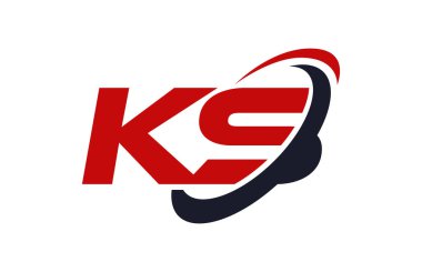 KS logosuna Swoosh elips kırmızı mektup vektör kavramı