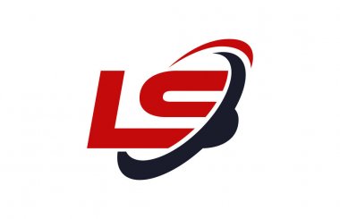Ls Logo Swoosh elips kırmızı mektup vektör kavramı