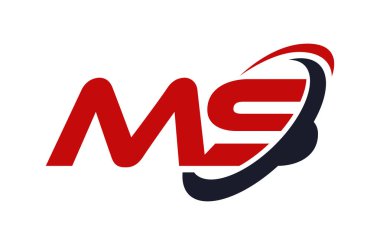 MS Logo Swoosh elips kırmızı mektup vektör kavramı