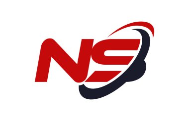 NS Logo Swoosh elips kırmızı mektup vektör kavramı