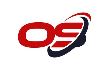 OS Logo Swoosh elips kırmızı mektup vektör kavramı