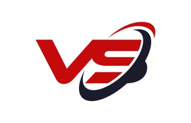 Vs Logo Swoosh elips kırmızı mektup vektör kavramı