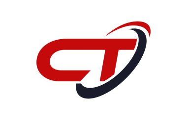 CT Logo Swoosh elips kırmızı mektup vektör kavramı