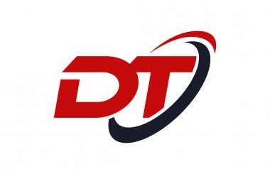 DT Logo Swoosh elips kırmızı mektup vektör kavramı