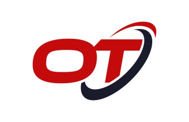 Ot Logo Swoosh elips kırmızı mektup vektör kavramı