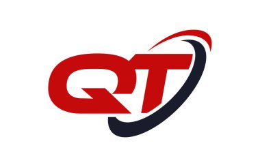 QT Logo Swoosh elips kırmızı mektup vektör kavramı