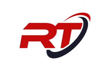 RT Logo Swoosh elips kırmızı mektup vektör kavramı
