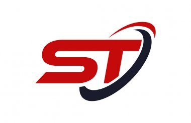 St Logo Swoosh elips kırmızı mektup vektör kavramı
