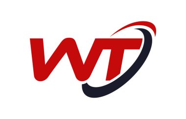 WT Logo Swoosh elips kırmızı mektup vektör kavramı