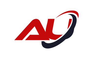 Au Logo Swoosh elips kırmızı mektup vektör kavramı