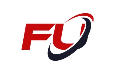 Fu Logo Swoosh elips kırmızı mektup vektör kavramı