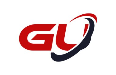 Gu Logo Swoosh elips kırmızı mektup vektör kavramı