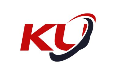 Ku Logo Swoosh elips kırmızı mektup vektör kavramı