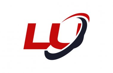 Lu Logo Swoosh elips kırmızı mektup vektör kavramı