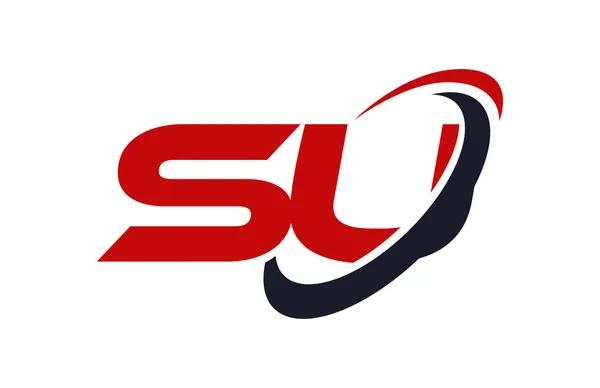 Logo Swoosh Ellipse Red Letter Vector Concept — Stock Vector