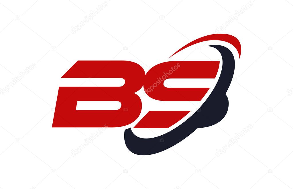 BS Logo Swoosh Ellipse Red Letter Vector Concept