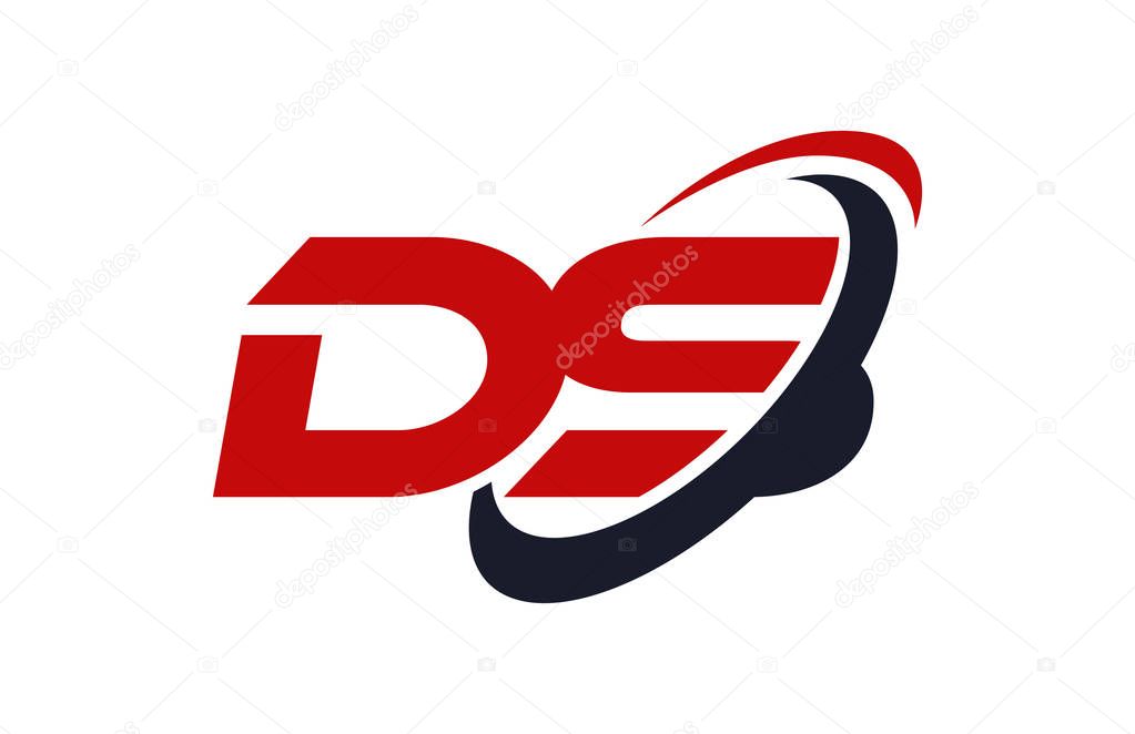 DS Logo Swoosh Ellipse Red Letter Vector Concept