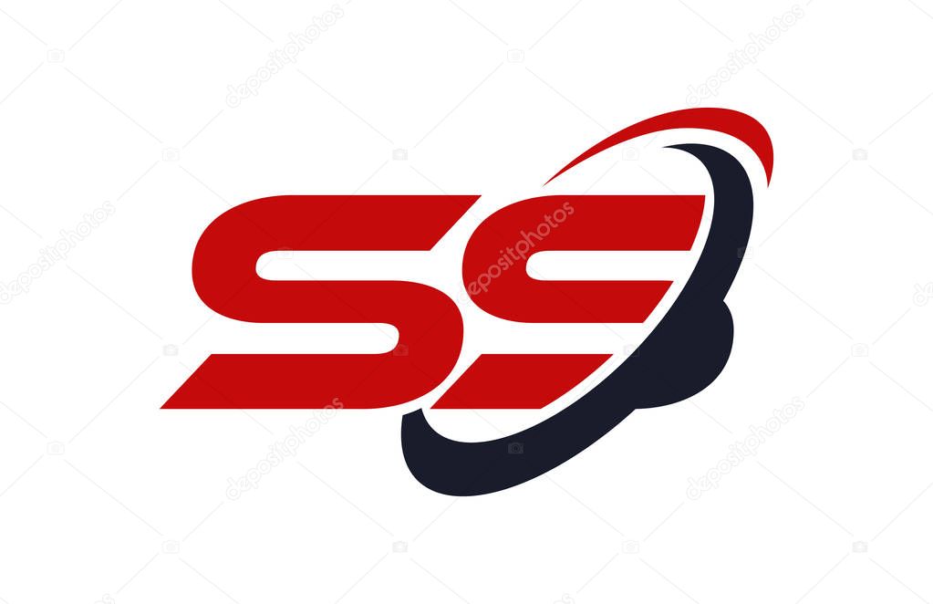 SS Logo Swoosh Ellipse Red Letter Vector Concept