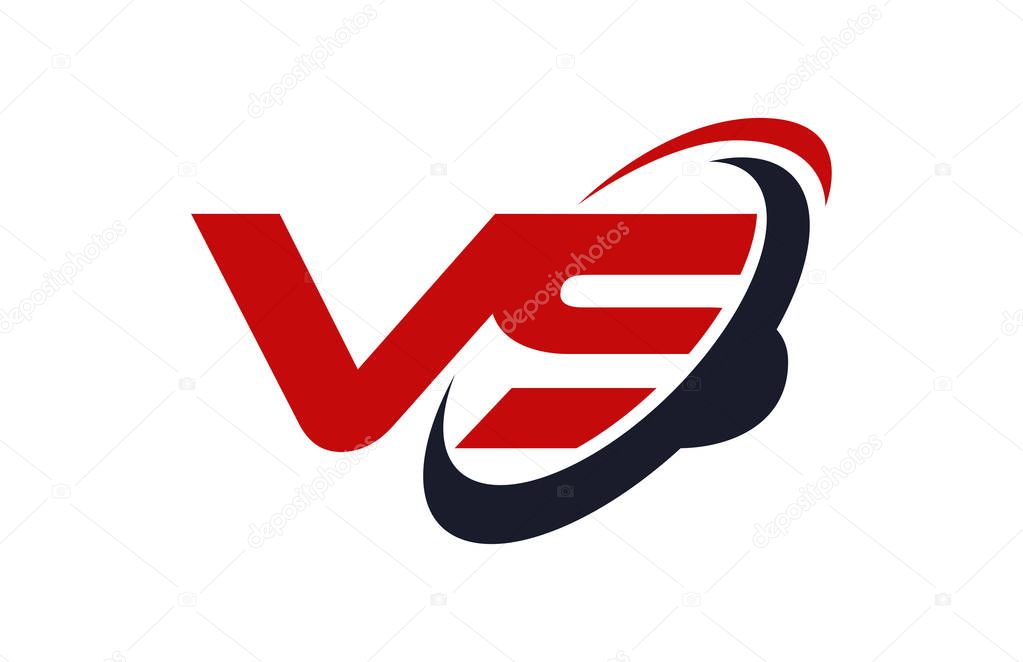 VS Logo Swoosh Ellipse Red Letter Vector Concept