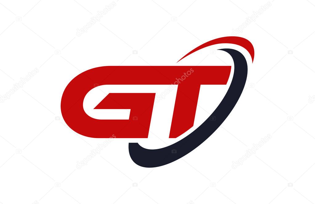 GT Logo Swoosh Ellipse Red Letter Vector Concept