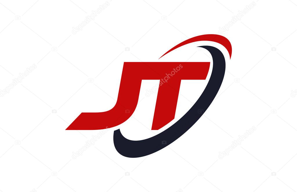 JT Logo Swoosh Ellipse Red Letter Vector Concept