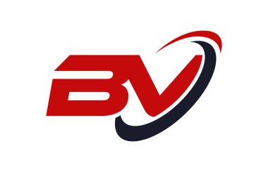 BV Logo Swoosh elips kırmızı mektup vektör kavramı