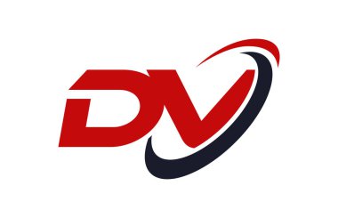DV Logo Swoosh elips kırmızı mektup vektör kavramı