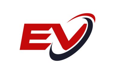 Ev Logo Swoosh elips kırmızı mektup vektör kavramı