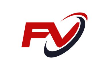 FV Logo Swoosh elips kırmızı mektup vektör kavramı