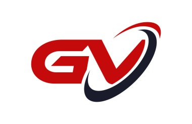 GV Logo Swoosh elips kırmızı mektup vektör kavramı