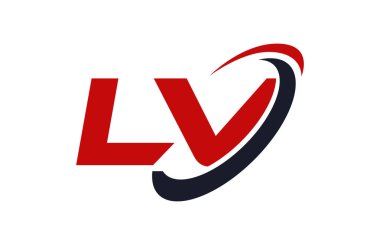 LV Logo Swoosh elips kırmızı mektup vektör kavramı