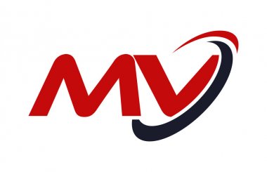 MV Logo Swoosh elips kırmızı mektup vektör kavramı