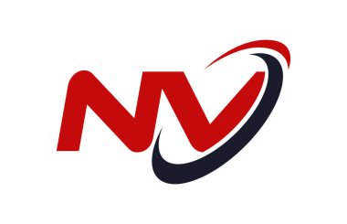NV Logo Swoosh elips kırmızı mektup vektör kavramı