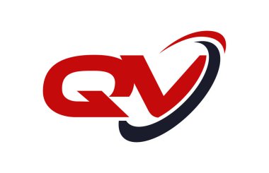 QV Logo Swoosh elips kırmızı mektup vektör kavramı