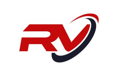 RV Logo Swoosh elips kırmızı mektup vektör kavramı