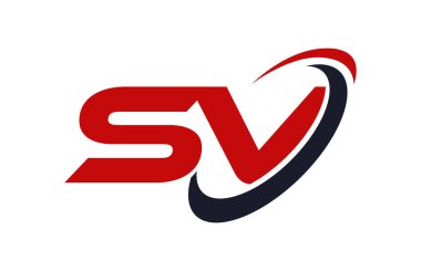 SV Logo Swoosh elips kırmızı mektup vektör kavramı