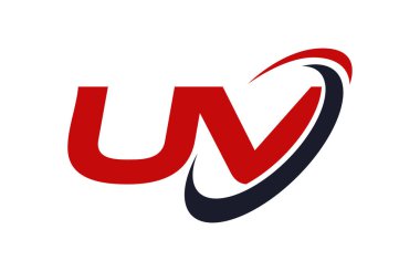 UV Logo Swoosh elips kırmızı mektup vektör kavramı