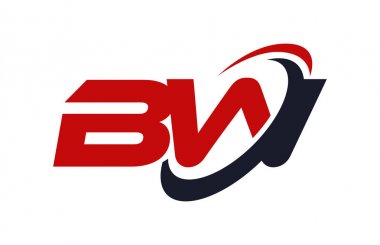 BW Logo Swoosh elips kırmızı mektup vektör kavramı