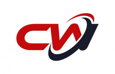 CW Logo Swoosh elips kırmızı mektup vektör kavramı