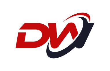 DW Logo Swoosh elips kırmızı mektup vektör kavramı