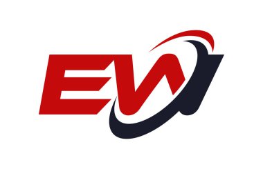 Ew Logo Swoosh elips kırmızı mektup vektör kavramı