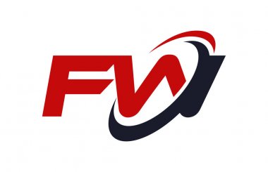 FW Logo Swoosh elips kırmızı mektup vektör kavramı