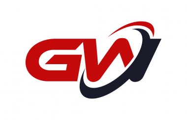 GW Logo Swoosh elips kırmızı mektup vektör kavramı