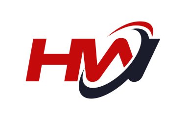 HW Logo Swoosh elips kırmızı mektup vektör kavramı