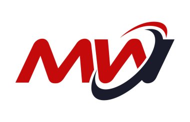 MW Logo Swoosh elips kırmızı mektup vektör kavramı