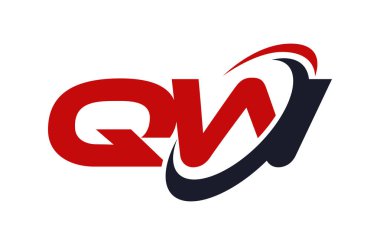 Qw Logo Swoosh elips kırmızı mektup vektör kavramı